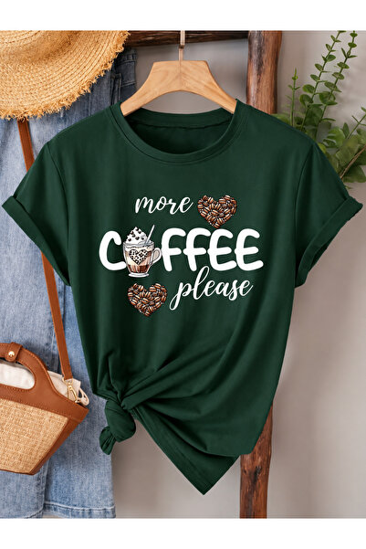 Trend Sizde Μπλουζάκι Unisex με στάμπα Green More Coffee και λαιμόκοψη ποδηλάτου