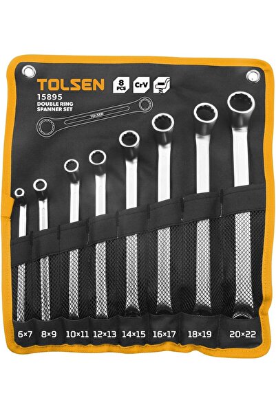 TOLSEN 8 Piece Double Ring Spanner Set Metric Box End Spanners Chrome Vanadiu...