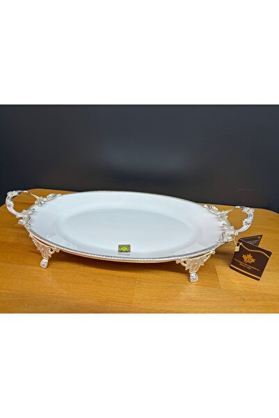 LIMOGES Oval Classic Presentation Bowl with Stand 45 cm Silver Bowl