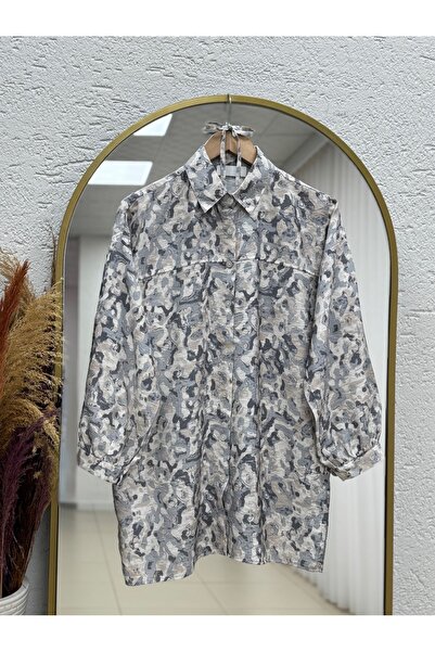 BENAHOLL Lamyla Ethnic Pattern Lace-Up Short Shirt-Pe266 Gray