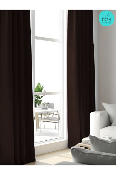 esin tekstil Dark Brown Blackout Light-Proof Extralight Blackout Sunshade Cur...