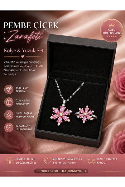 Selvica Tarnish-Free Steel Pink Lotus Pendant and Pink Adjustable Lotus Ring ...