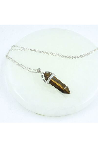 Zodyak Doğal Taş Certified Natural Stone Stud Necklace | Eye of the Tiger