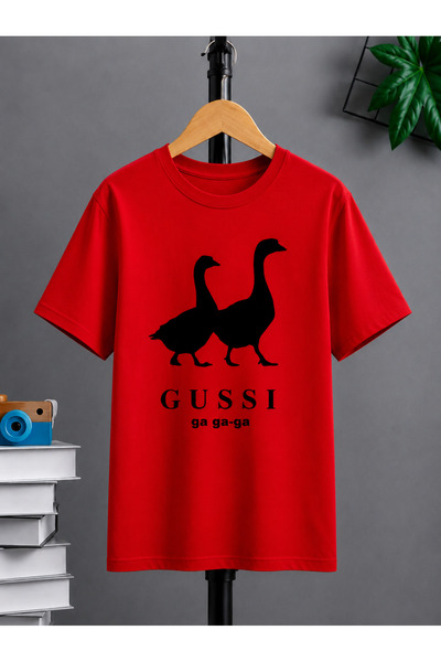 VODEXA Tricou oversize unisex GUSSI cu imprimeu, 100% bumbac, croială confort...