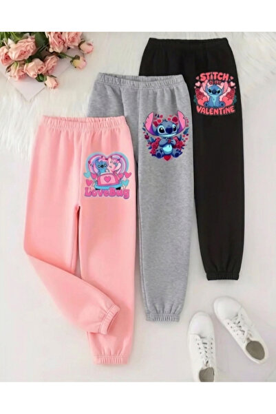 Kids Summer Girl's Stick Printed 3-Piece Sweatpants