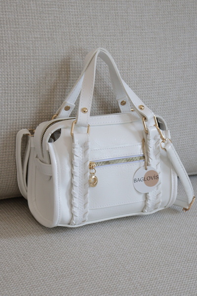 BAGLOVİS Women's Knitted Detailed Shoulder Bag with Front Pocket and Zipper, ...
