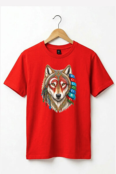 onsrawear Ethnic Turkish Motifs and Wolf Print Moon Star and Turkish States P...