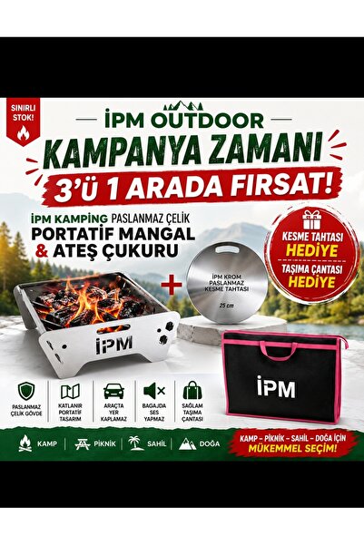 İPM OUTDOOR Paslanmaz çelik portatif mangal ızgara