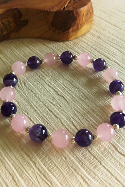LADIN DOGALTAŞ Women's Amethyst Pink Quartz Bracelet9610109020152