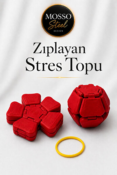 Mosso Steel Zıplayan Stres Topu Clicker Stres Topu – Lastik Mekanizmalı 3D Ba...