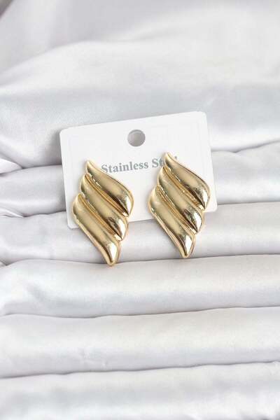 Inure Jewelry 316L Steel Gold Color Motif Model Women's Earrings