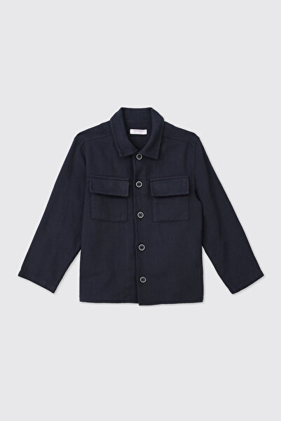 Panço Boy's Navy Blue Buttoned Jacket