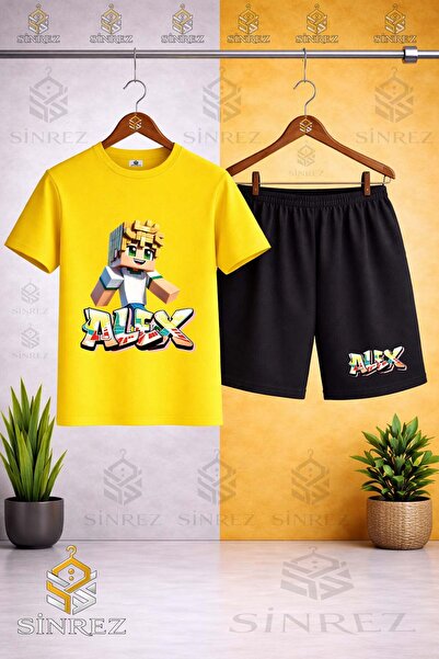 SİNREZ Tricou cu imprimeu ALEX GALBEN NOU - Set pantaloni scurți