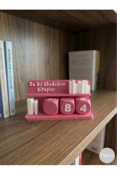 Figuva Kitap Okuma Sayacı - Dekoratif Kitaplık, Masaüstü Aksesuarı - Hediyeli...