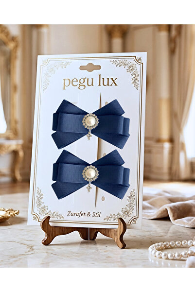 pegu baby collection Set de 2 agrafe de păr cu panglică grograin, albastru în...