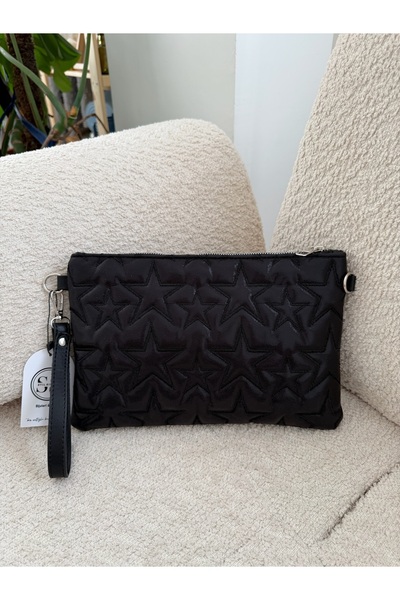 STİL SİDELYA Yıldızlı Clutch Nakış İşlemeli El ve Omuz Zincir Askılı Kadın Ça...