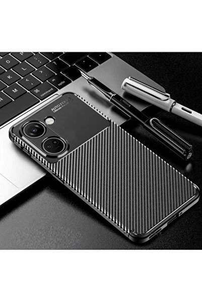 m.tk moveteck Xiaomi Poco X8 Pro Uyumlu Kılıf Kamera Çıkıntılı Karbon Desenli...