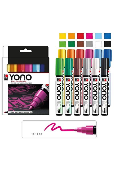 Marabu Yono Acrylic Marker 1.5-3 mm 12 Color Set