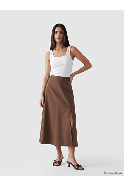 LC Waikiki Esvab • Modern & Distinctive High Waist Slit A-Line Skirt