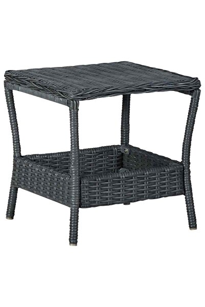 vidaxl Garden table, dark grey, 45 x 45 x 46.5 cm, polyrattan