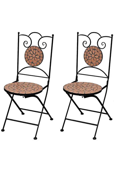 vidaxl Scaune bistro pliante, 2 buc., cărămiziu, ceramică