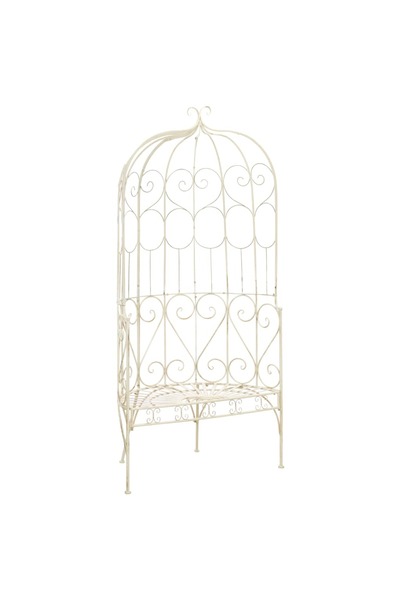 vidaxl Bancă de grădină, alb vintage, 95 cm, fier
