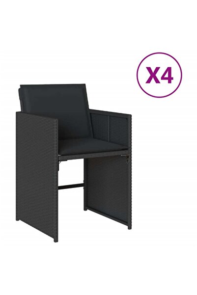 vidaxl Scaune de grădină cu perne, 4 buc., negru, poliratan