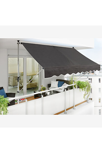 KÜSKÜ Teleskopik Balkon & Bahçe Tentesi Antrasit 250x130 cm Ayarlanabilir Göl...