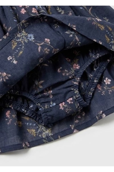 Ozmoz By Mukadder Özden Organik Çiçekli Lacivert Yazlık Kız Bebek Skort Etek