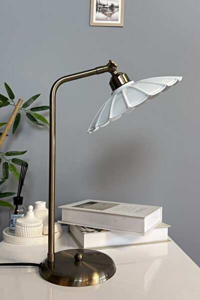 Bamyum Risso White Table Lamp Flat Movable Head Decorative Lampshade Children...