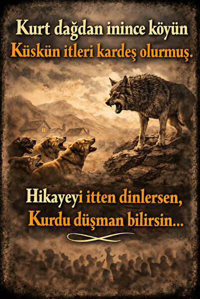 Hayal Poster kurt dağdan inince Retro Ahşap Poster 20x30