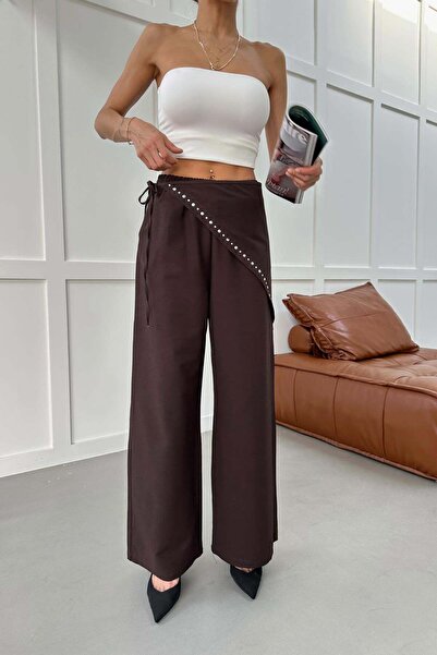 mylove Anjel Detail Linen Trousers Brown