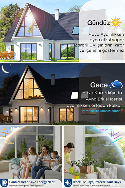 Technojet Statik Aynalı Cam Filmi UV Güneş Koruyucu Cam Kaplama
