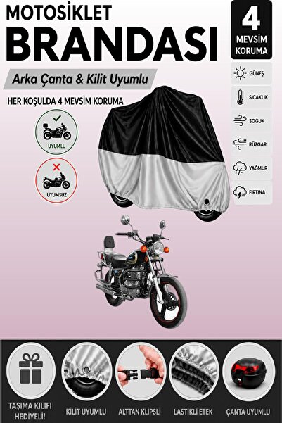 Cemku Double Black Top - Gray Bottom, Rear Bag Compatible Yuki Afşin 250 Moto...