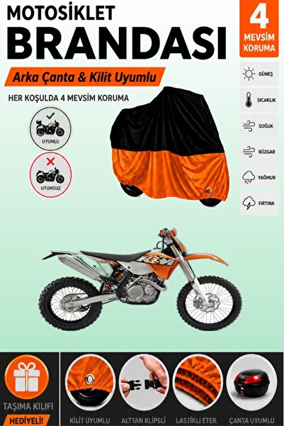 Cemku Double غطاء علوي أسود - سفلي برتقالي، حقيبة خلفية متوافقة مع دراجة KTM ...