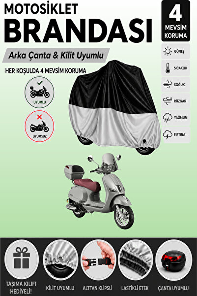 Cemku Double Black Top - Gray Bottom, Rear Bag Compatible Rks Bevely 125 Moto...