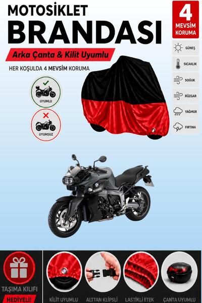 Cemku Double غطاء علوي أسود - سفلي أحمر، غطاء خلفي متوافق مع دراجة BMW K 1300...
