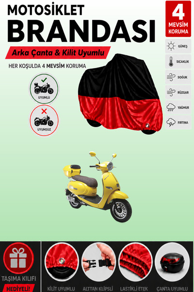 Cemku Double Black Top - Red Bottom, Rear Bag Compatible Kuba Bluebird Motorc...