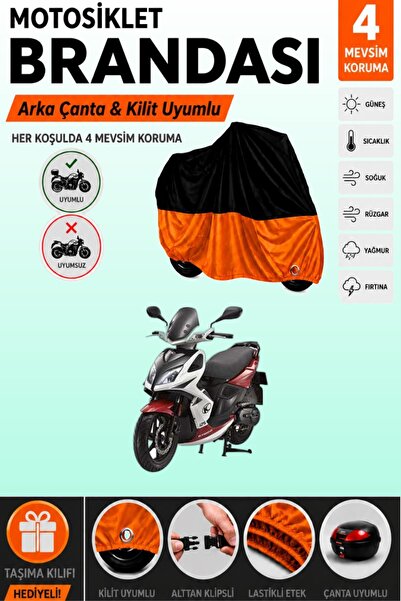 Cemku Double Black Top - Orange Bottom, Rear Bag Compatible Kymco Super 8 125...