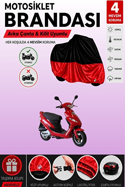 Cemku Double Black Top - Red Bottom, Rear Bag Compatible Asian Polo 100 Motor...