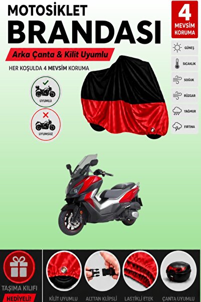Cemku Double Black Top - Red Bottom, Rear Bag Compatible Sym Cruisym 250I Mot...