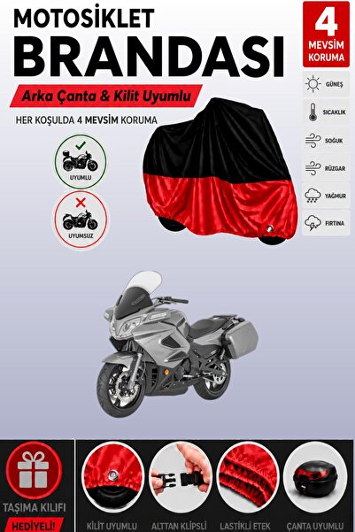 Cemku Double Black Top - Red Bottom, Rear Bag Compatible Cfmoto 650Tk Motorcy...