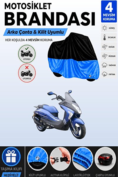 Cemku Double Black Top - Blue Bottom, Rear Bag Compatible Mondial 150 Zc Moto...