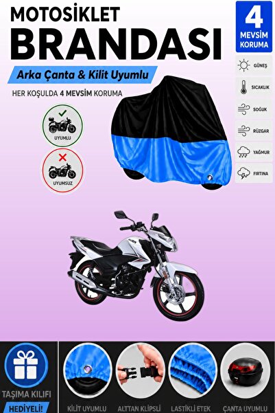 Cemku Double Black Top - Blue Bottom, Rear Bag Compatible Kuba Pars Motorcycl...