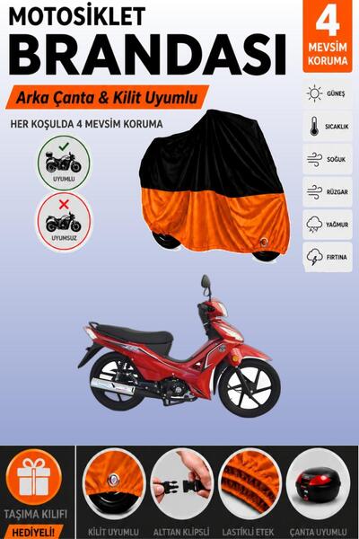 Cemku Double Black Top - Orange Bottom, Rear Bag Compatible Kuba Ege 100 Moto...