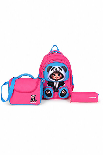 WANDER BAG Panda Themed 3-Piece Primary School School Bag Set with Lunch Box ...
