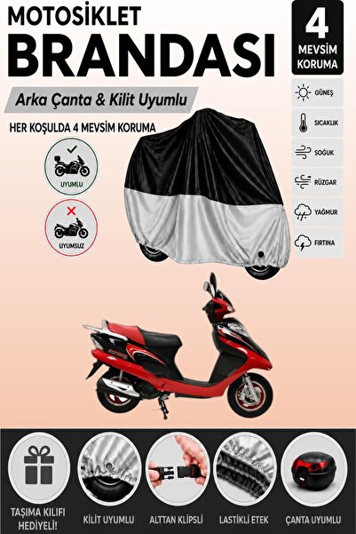 Cemku Double Black Top - Gray Bottom, Rear Bag Compatible Mondial 100 Rt Moto...