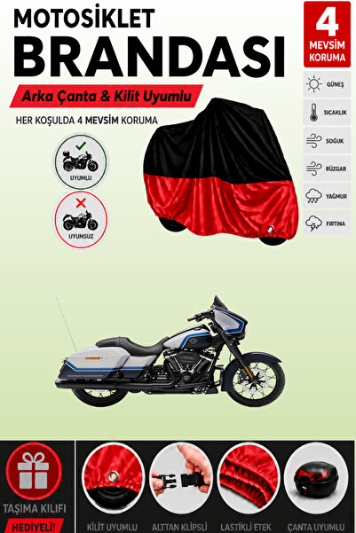 Cemku Double Black Top - Red Bottom, Rear Bag Compatible Harley-Davidson Stre...