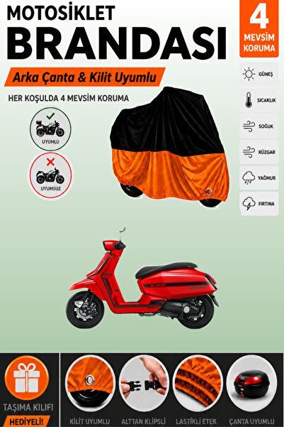 Cemku Double Black Top - Orange Bottom, Rear Bag Compatible Lambretta X300 Mo...