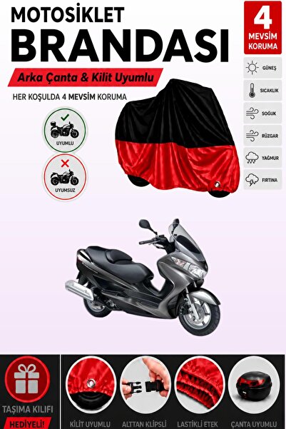 Cemku Double غطاء علوي أسود - سفلي أحمر، غطاء خلفي متوافق مع دراجة سوزوكي بور...